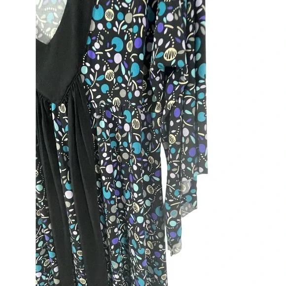 Bisou Bisou XL Women Wrap Dress Cherry Blossom Pattern Geometric Empire Waist - Picture 3 of 5